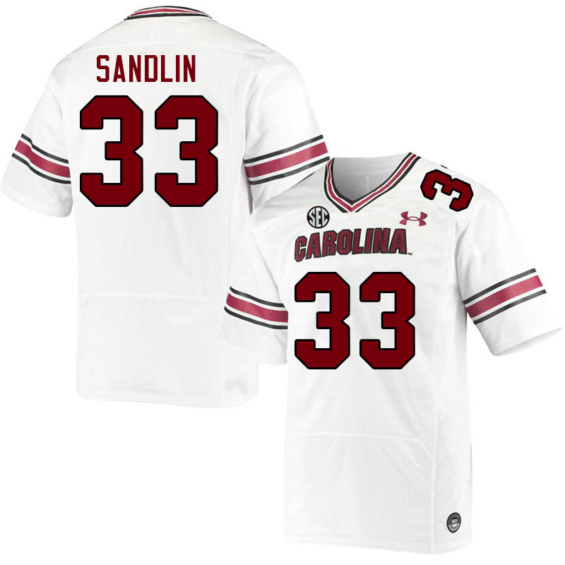 Men #33 Kamron Sandlin South Carolina Gamecocks 2023 College Football Jerseys Stitched-White